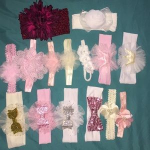 Baby girl headbands & milestone prop set